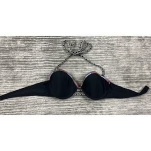 Catalina Knotted Front Bikini Top Medium 7-9‎ Juniors Black Push Up Padded